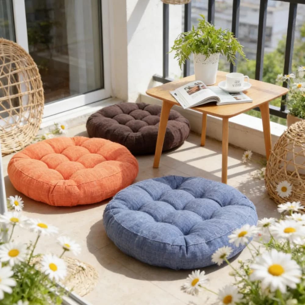 Great Floor Bearing in Linen for Meditation and Yoga, Rolling Mat Often Children's Sizes, Pouf and Home Seat cushion - Spring Gift