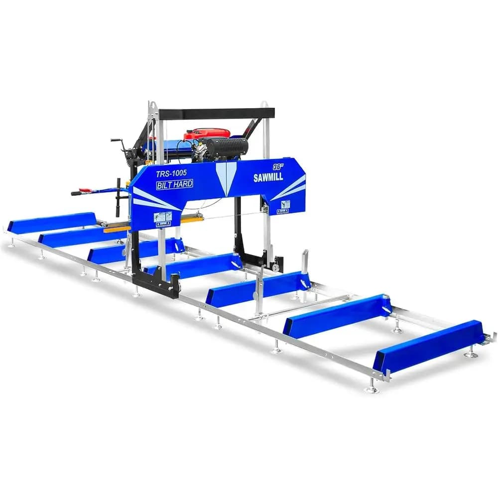 36 Portable Sawmill with 760cc 25HP Electric Start Gas Engine, 36 Board Width, 19.2' Track, 7 Max Cutting Thickness