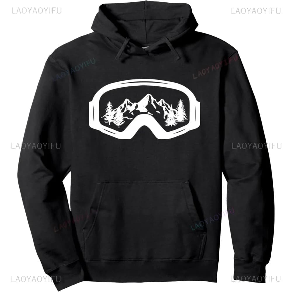 Occhiali da snowboard grafico stampato pullover da sci neve sport invernali sci felpa con cappuccio moda casual allentato Harajuku Y2K top unisex