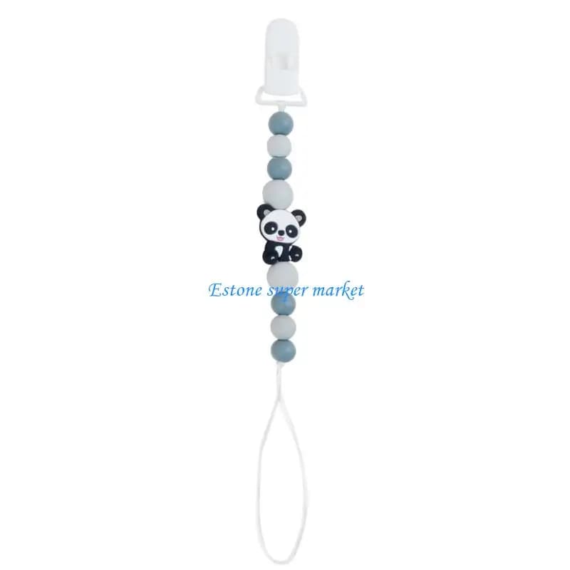 090B Porta clip per catenella per ciuccio per bambini Clip per dentizione per panda carino Massaggiagengive per bambini Catena
