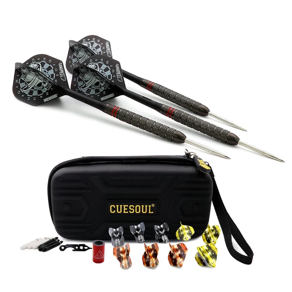 CUESOUL BIG BEAST 90% tungsteno 27g Set di freccette con punta in acciaio-pistola rivestita in titanio-grigio