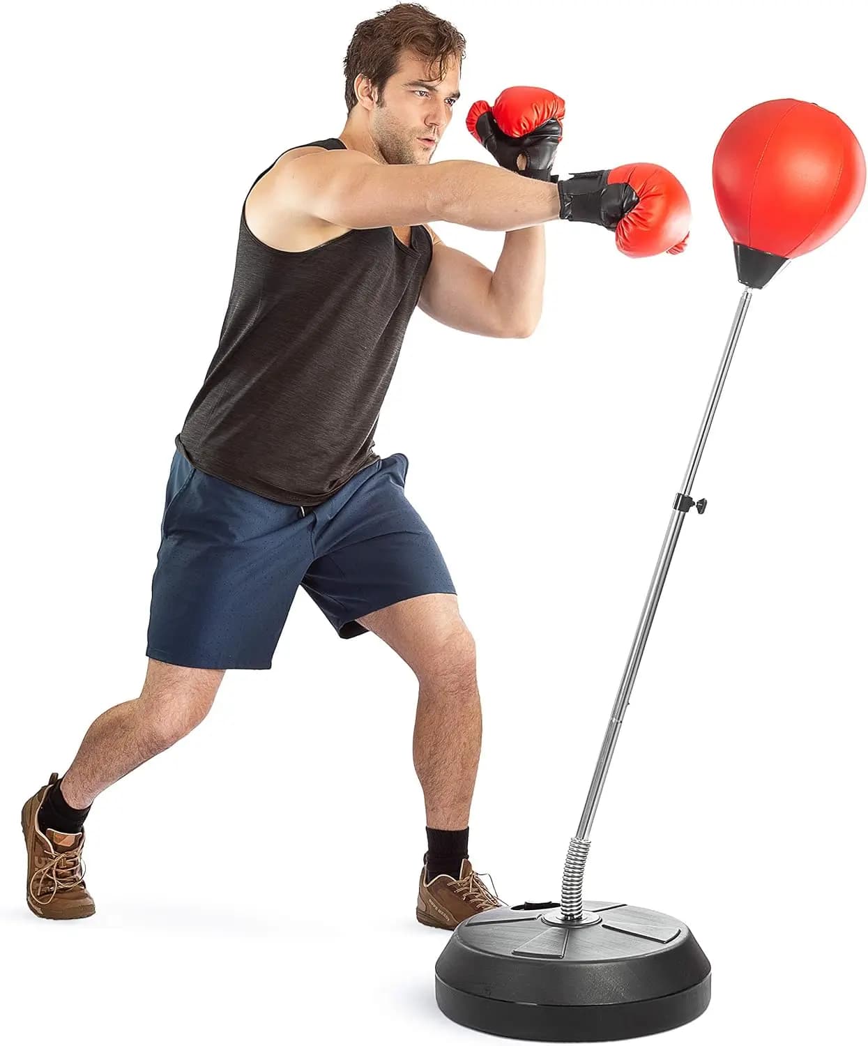 Sacco da Boxe Regolabile con Supporto, Speed Bag per Adolescenti e Adulti - Allenamento Boxe a Casa, Antistress e Fitness