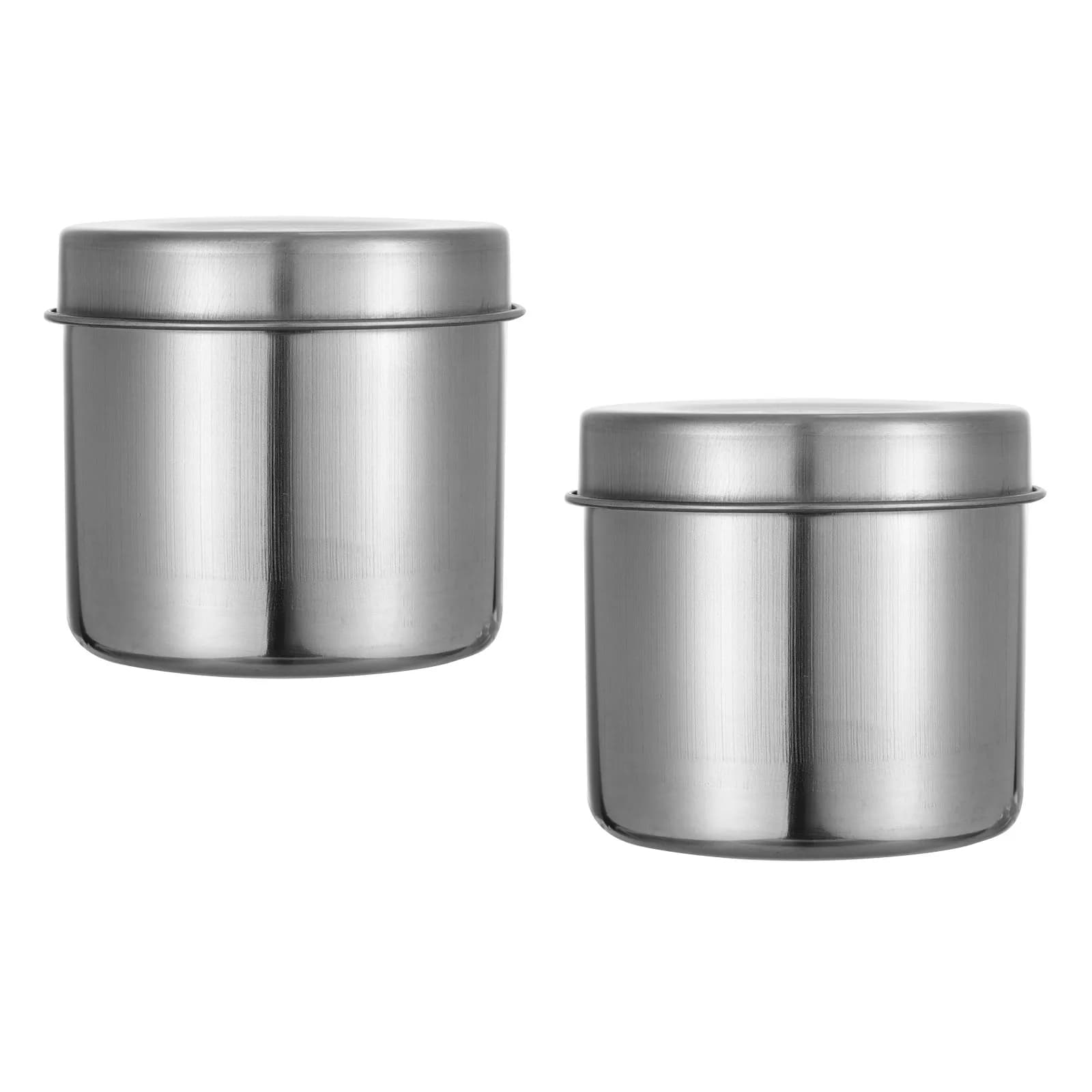 2 contenitori in acciaio inossidabile, robusti e a tenuta stagna, a forma cilindrica, per la conservazione domestica in cucina, per il pranzo, la preparazione dei pasti e per i viaggi