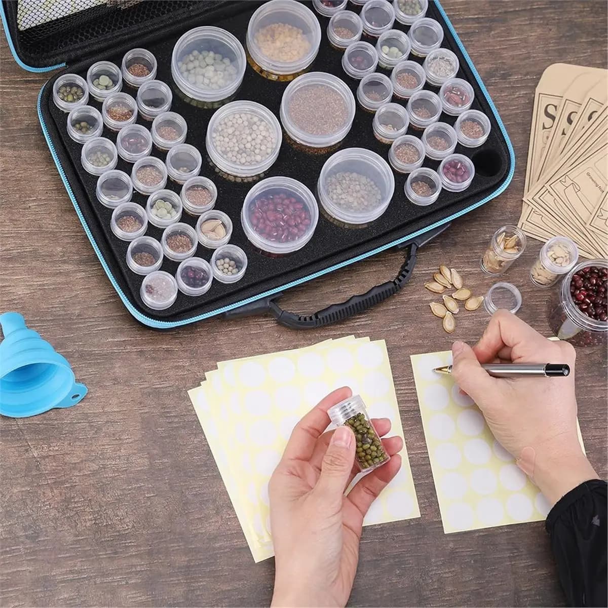 AB52 Seed Organizing Box with 48 Departments, Plant and Garden Plant Seeds Storage Kit with 2 Measures