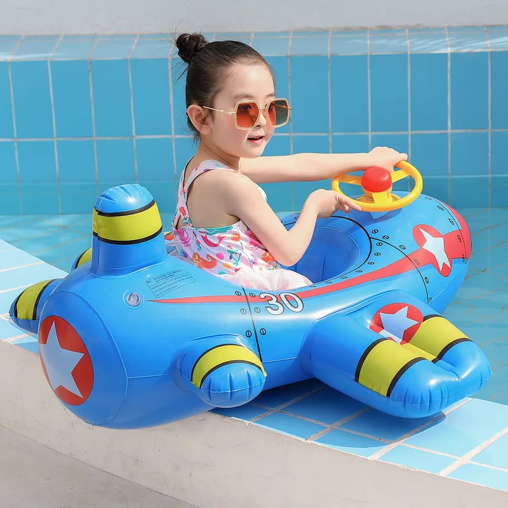 Thickened Creative Aircraft Swimming Ring Inflatable Children's Seat Ring Swimming Ring Baby Suitable for 1 To 6 Years Old