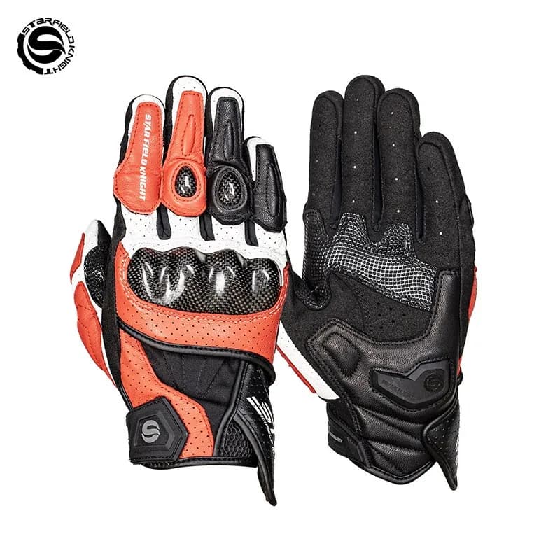 STAR FIELD KNIGHT SKG-580 Summer Motorcycle Gloves Men Breathable Carbon Fiber Knuckle Touchscreen Full Finger Moto Riding Gear