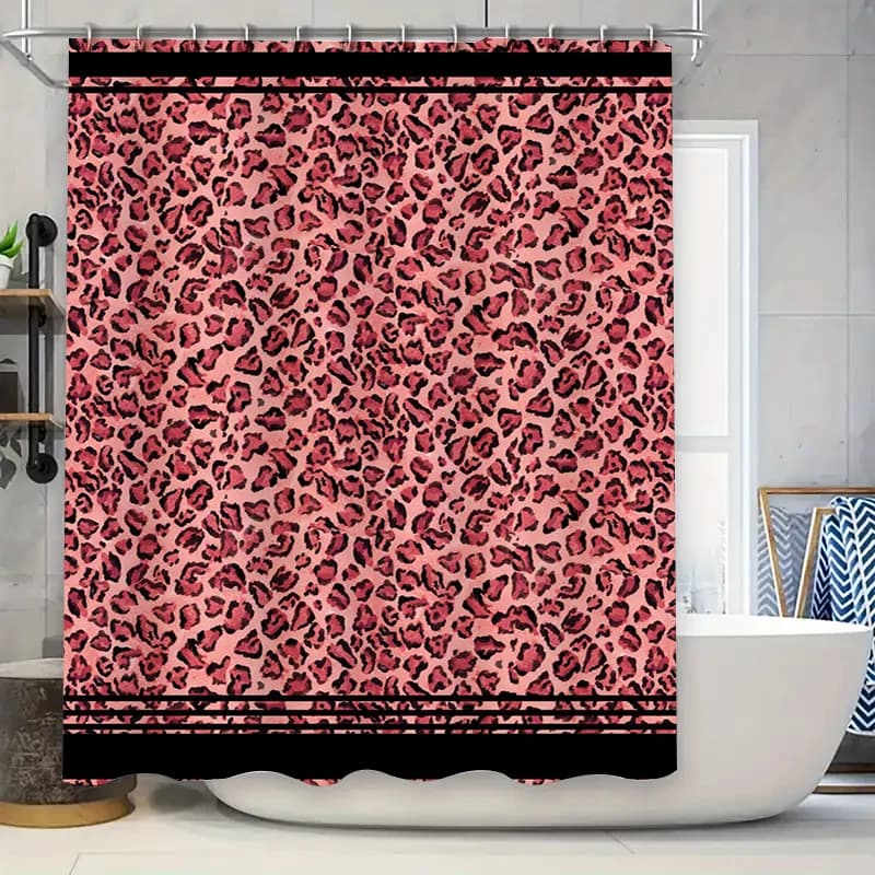 Tenda da doccia con stampa leopardata rosa nero arredamento per il bagno accessori per la casa lavabili in tessuto impermeabile su misura