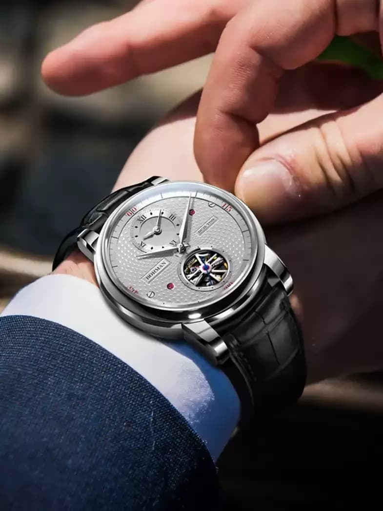 Berman Genuine 2024 New Mechanical Watch Men's Watch Automatic Hollow Business Two Places Waterproof