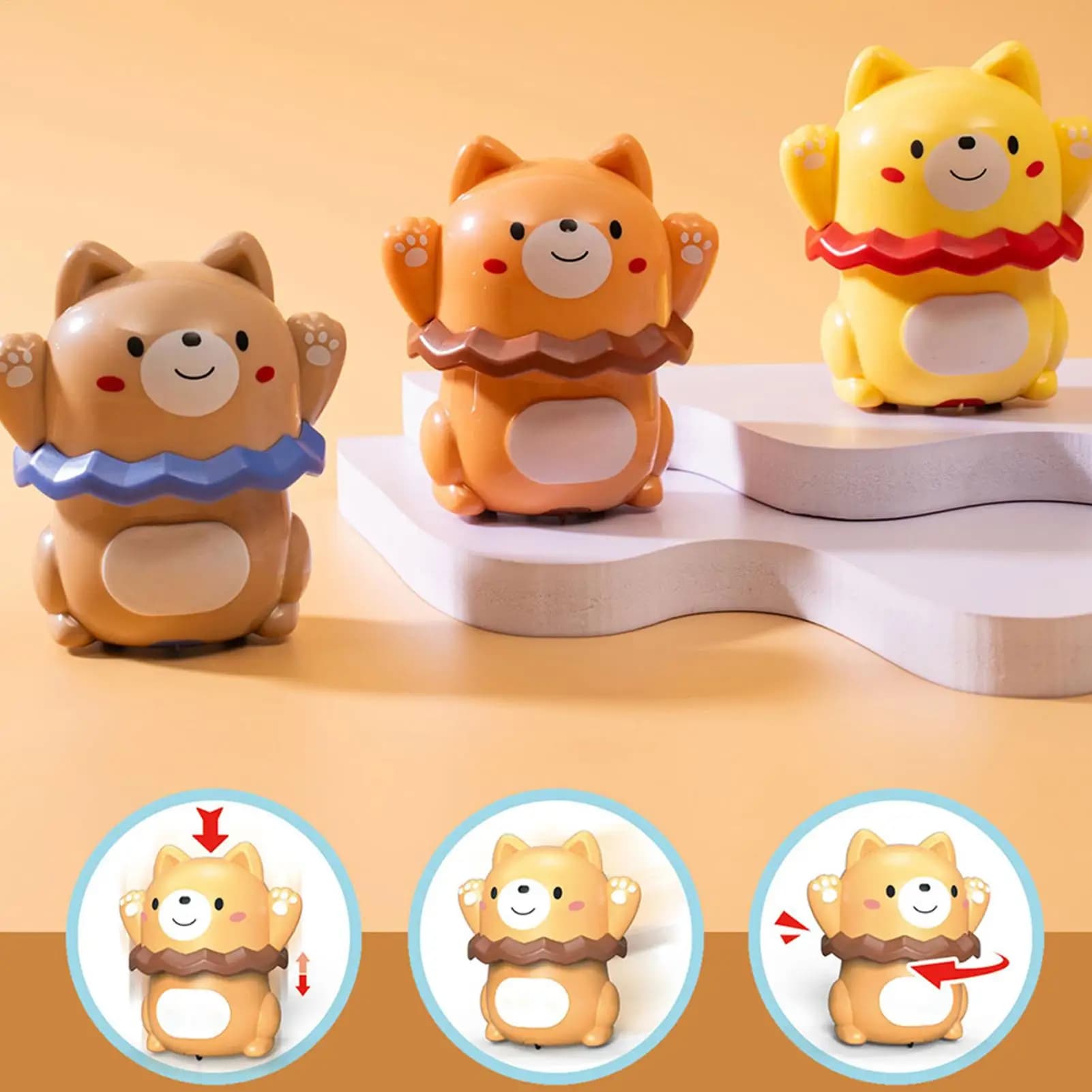 Press and Go Car Toys Bear Press Auto da corsa Veicolo animale del fumetto per il regalo di compleanno del bambino Gioco di viaggio Giocattolo per auto da corsa per bambini