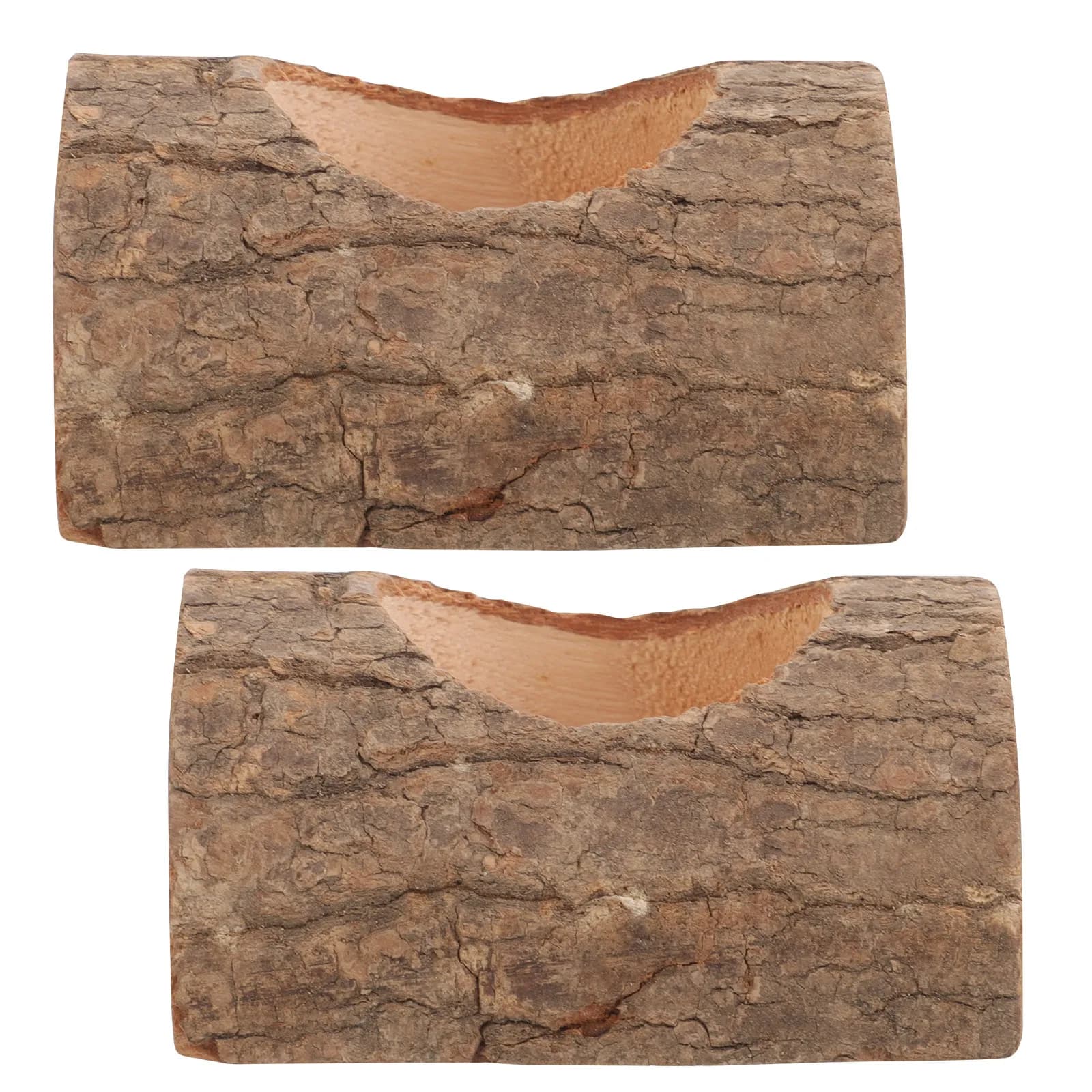 2Pcs Tree Bark Wood Holder Solid Sturdy Stump Shape Rustic Tea Light Stand Home Decoration Table Centerpiece