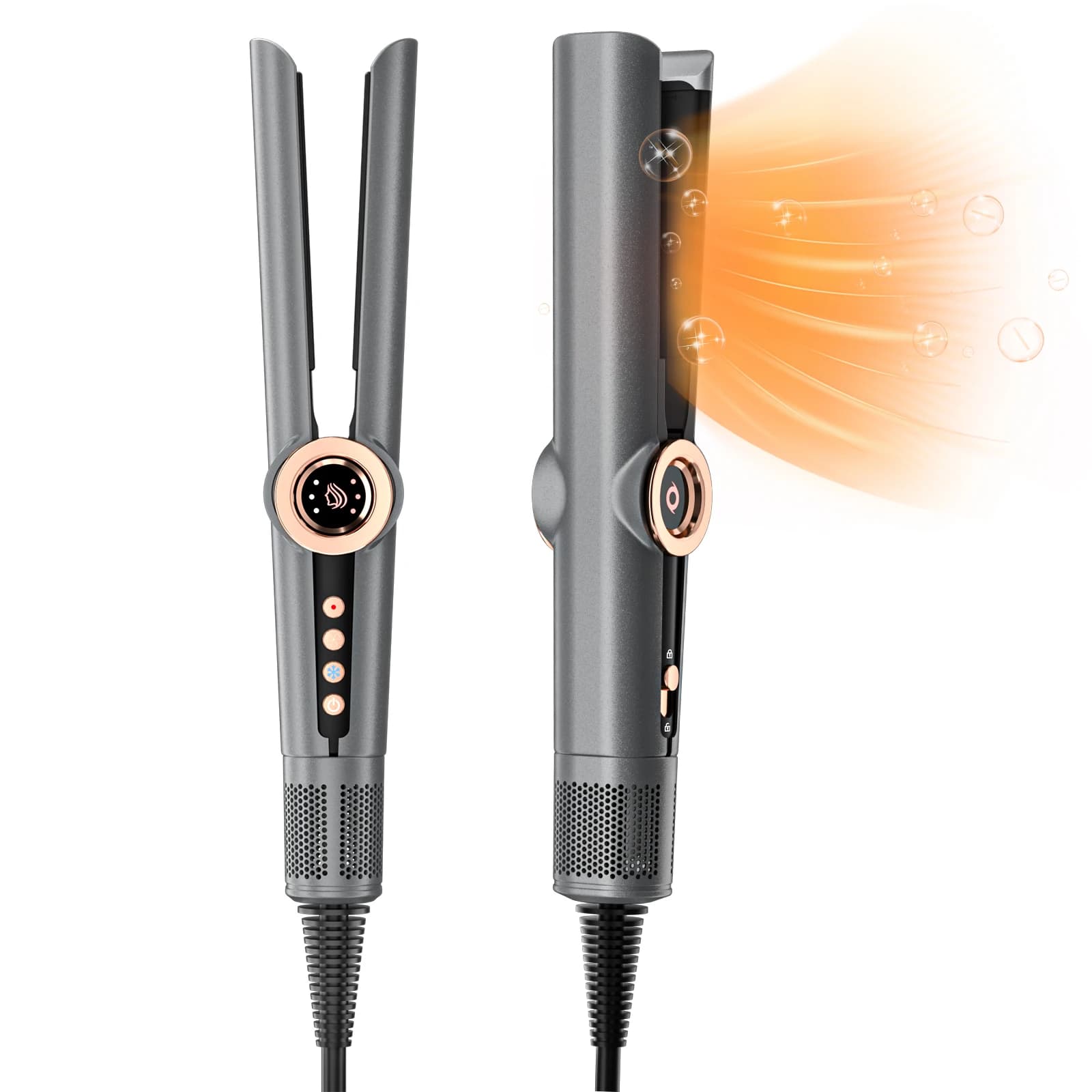 110000RPM 2 in 1 Wet to Dry Titanium Flat Iron, High Speed Hot Air Styler, Straightener with Blow Dryer, Professional Hair Tool