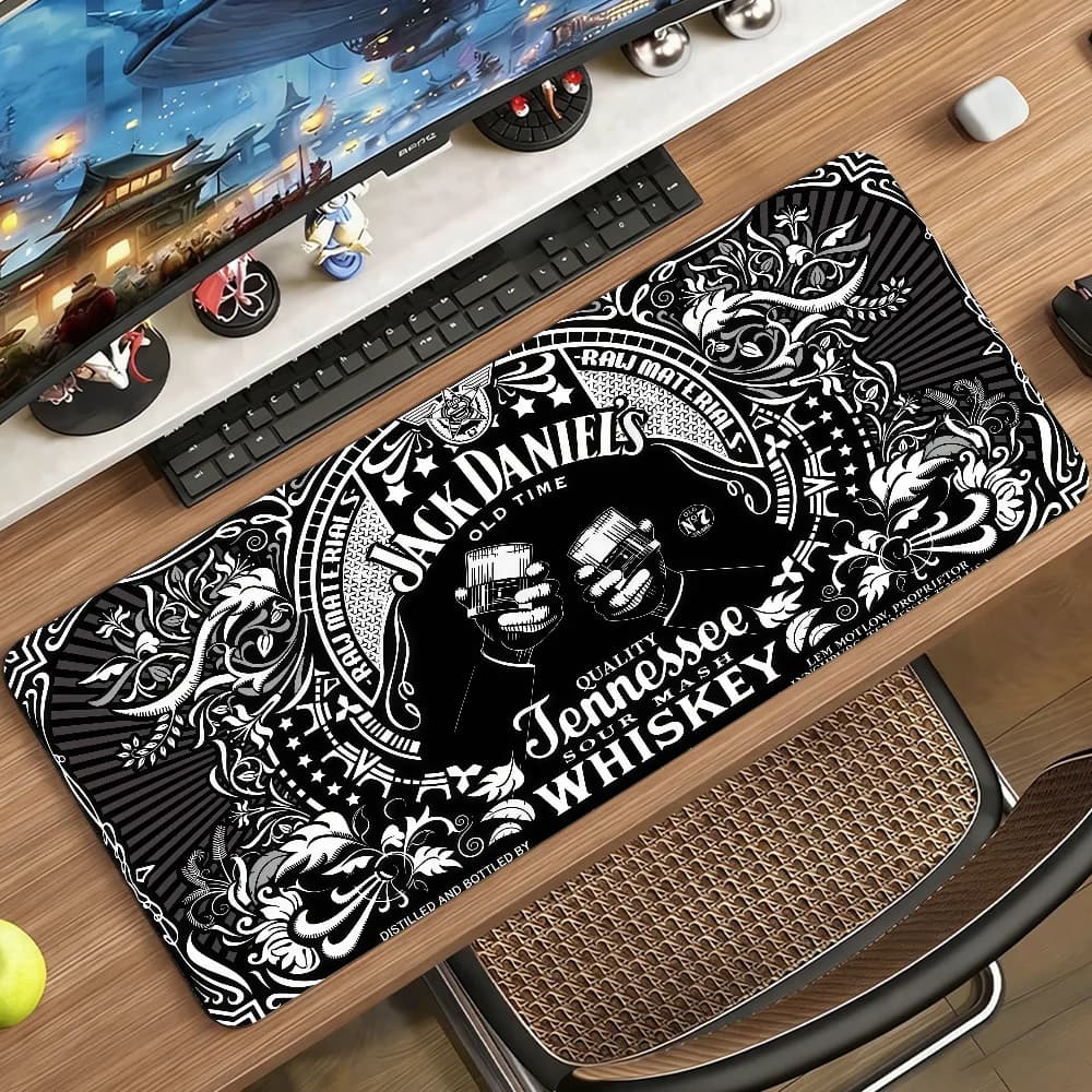 Tappetino per mouse antiscivolo in gomma J-Jack D-Daniels, tappetino da scrivania per computer, decorazione per gamer, tappetino da ufficio grande per laptop