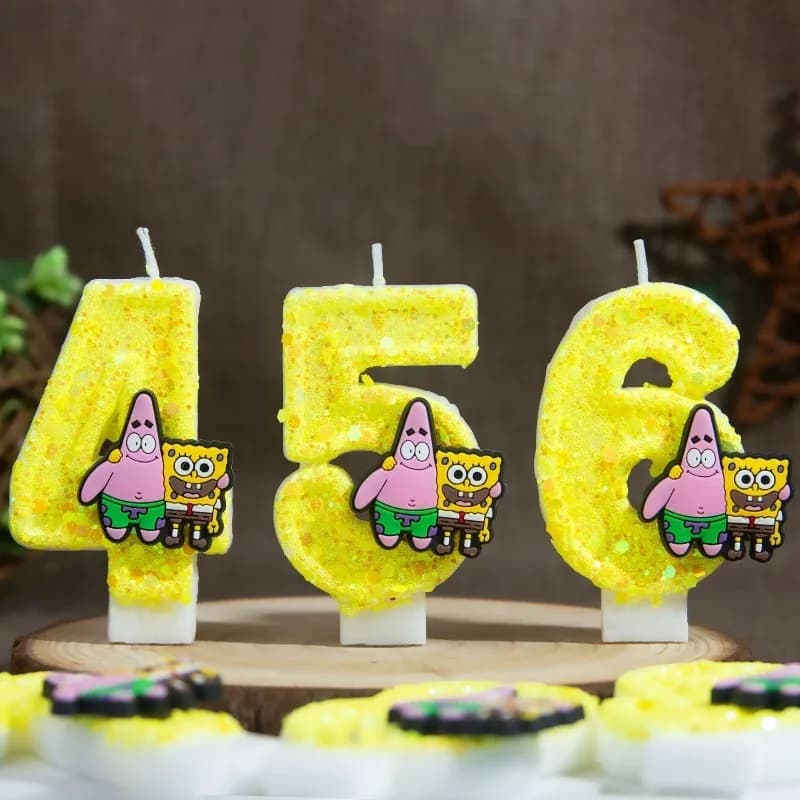 SpongeBob SquarePants Digital Number Cake Candles Birthday & Anniversary Decor Candles Smokeless Cake Ornament for Celebration