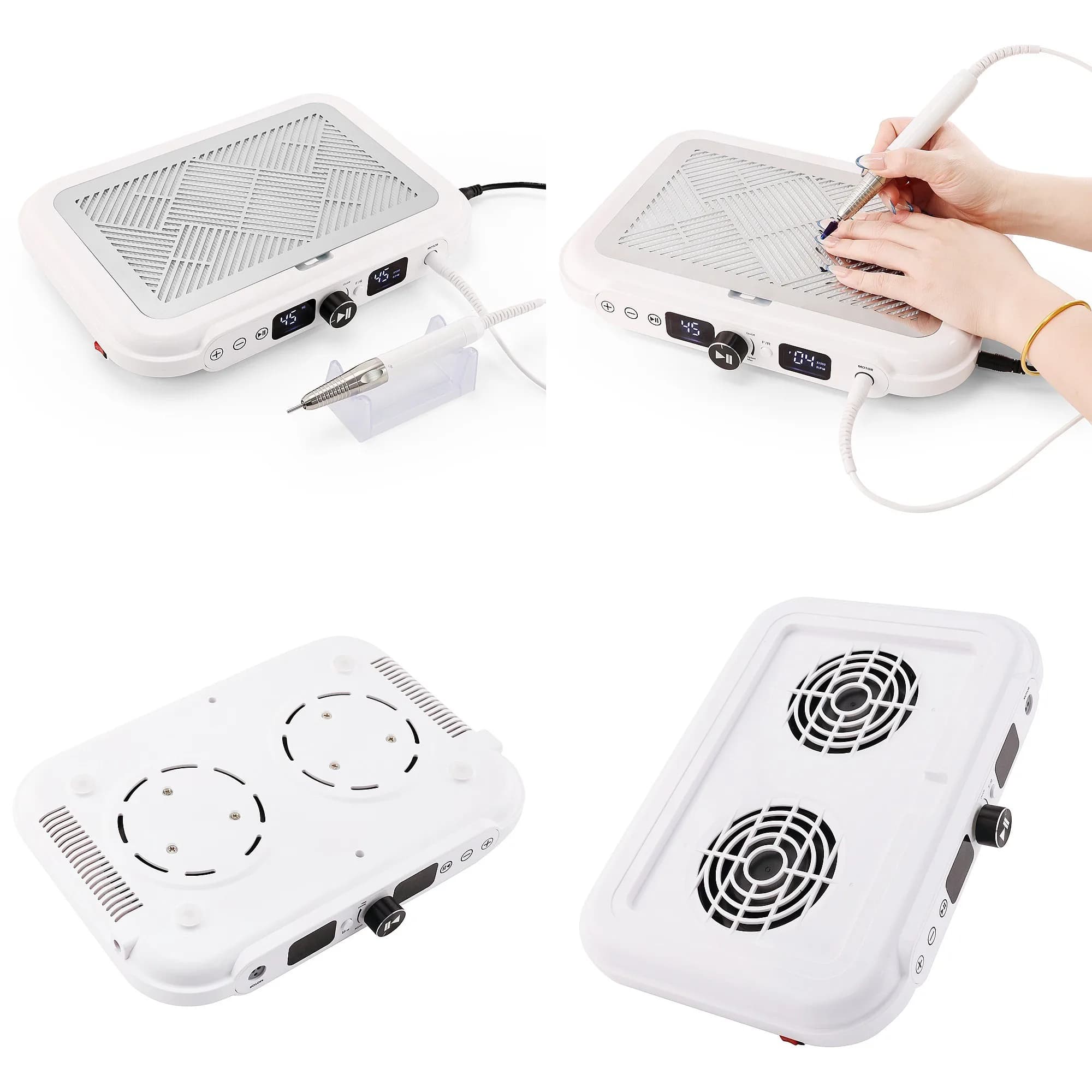 Professional Powerful Vacuum Cleaner 2 Fans 170W Nail Dust Collector Manicure Suction 4500RPM With Brushless Handle