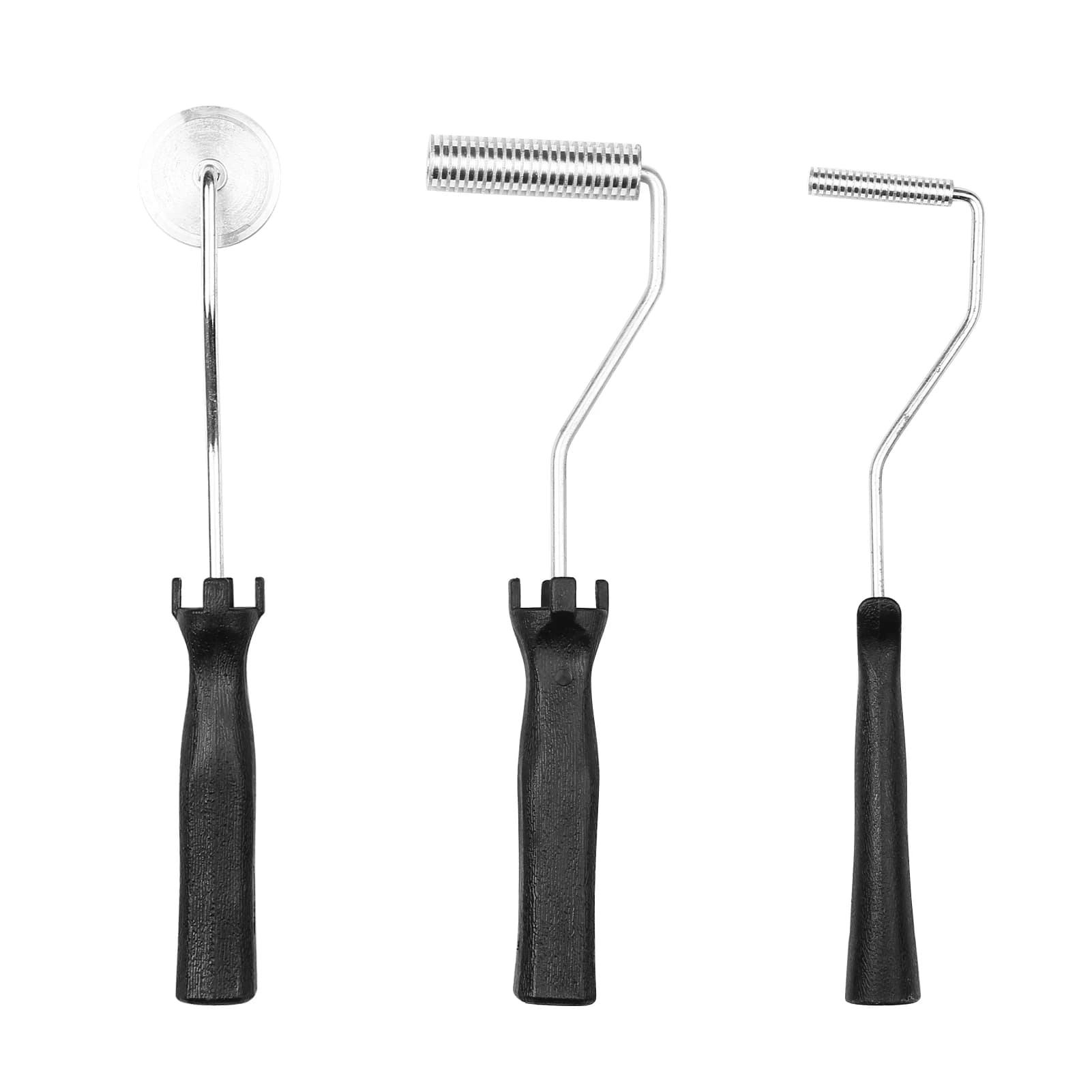 Kit di strumenti per rulli in fibra di vetro da 3 pezzi Nastro nero in lega di alluminio ABS Kit di rulli per pittura a bolle in fibra di vetro
