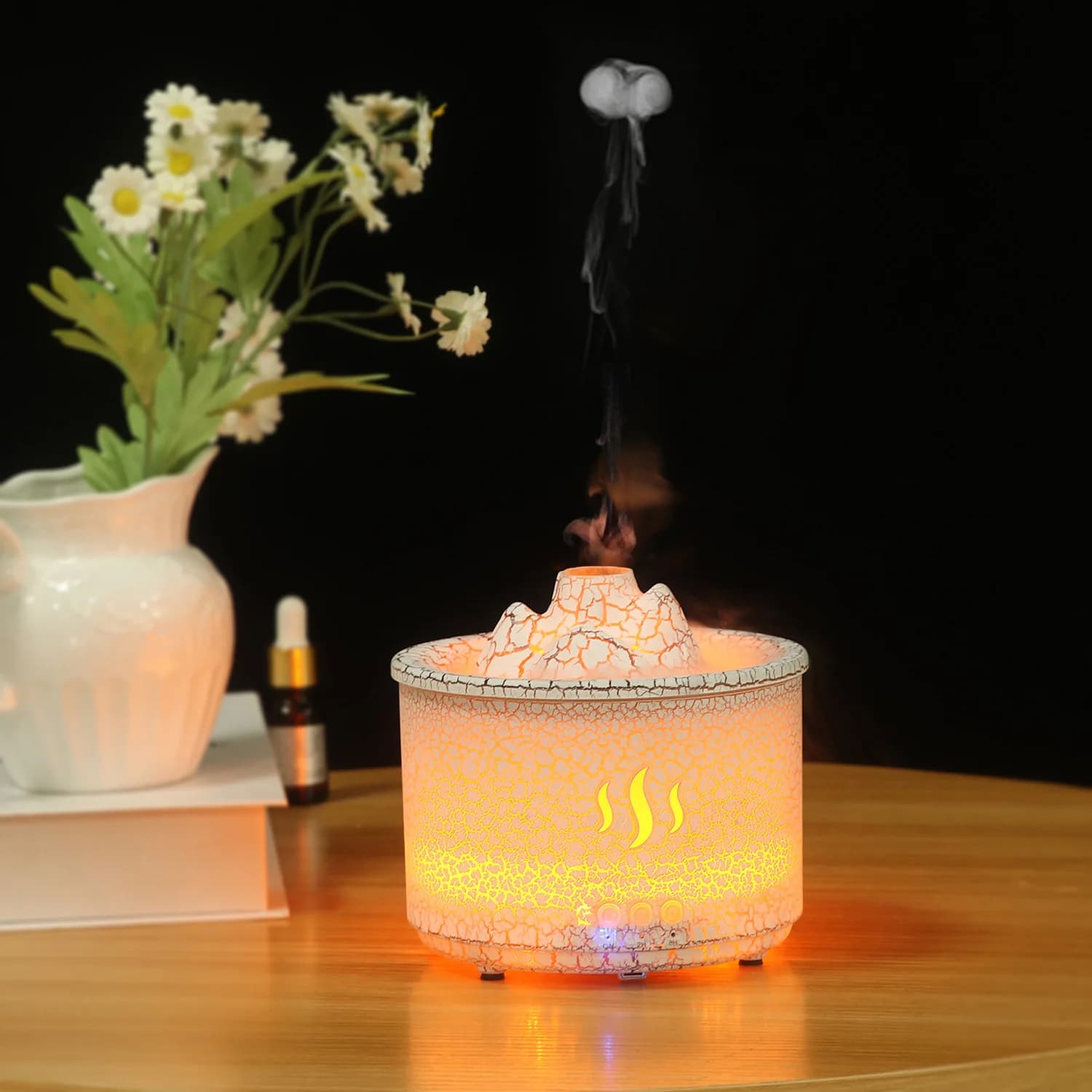 Umidificatore ad ultrasuoni da 260 ml, diffusore di oli essenziali, effetto fiamma vulcano, nebulizzatore con telecomando, macchina per aromaterapia e fragranze.