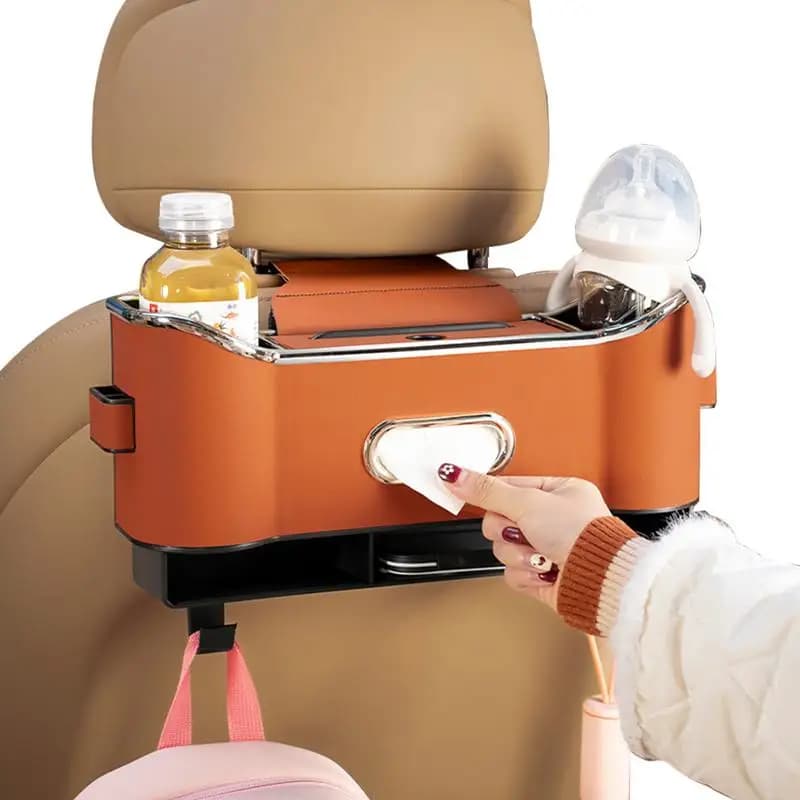 Nuova scatola portaoggetti per poggiatesta per auto Design a 2 ganci Organizzatore per schienale per seggiolino auto Floccaggio Organizzatore per auto per guida a lunga distanza