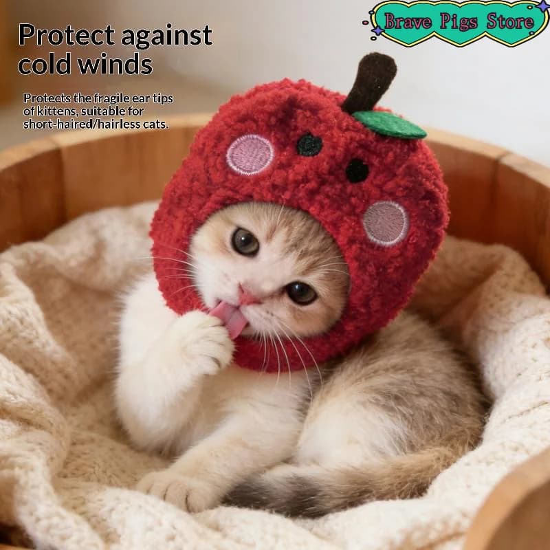 [HM] Copricapo Creativo per Animali Domestici, Divertente Cappello in Peluche a Forma di Frutta per Gatti, Simpatico Cappello per Cani e Gatti, Accessori per Abbigliamento, Articoli per Animali Domestici