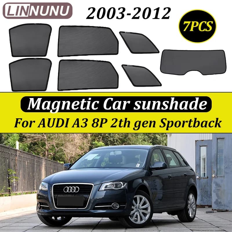 LINNUNU Per AUDI A3 8P 2003-2012 Sportback Tendina Parasole Magnetica per Auto Protezione UV Accessori
