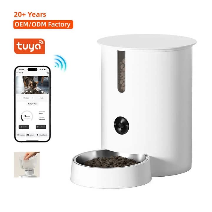 STLF2.8L Contenitore per alimenti per cani e gatti intelligente ecologico Tuya APP Control 1080P Alimentatori automatici per ciotole per animali domestici in acciaio inossidabile