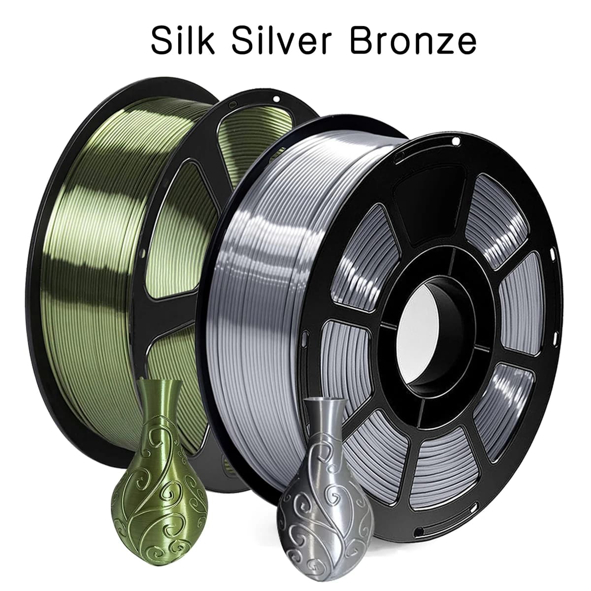 Filamento per Stampa 3D PLA Seta Bronzo e Argento 250g Materiale per Stampa 3D PLA Seta Bronzo Argento 1.75mm Filo Confezionato Sottovuoto