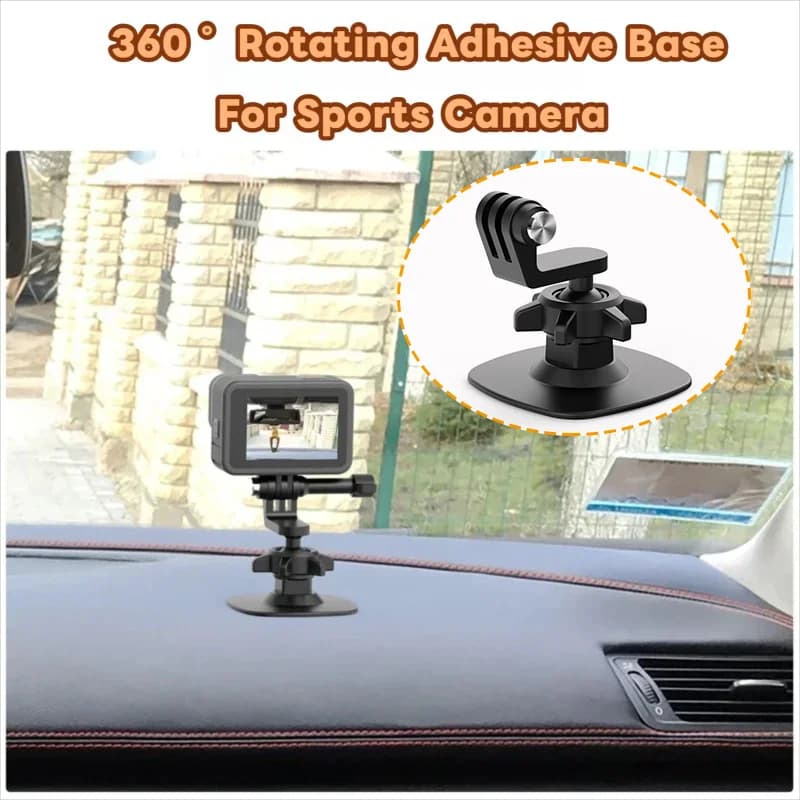 For GoPro 13/DJI Action 6/Nano/Insta360 X5 Ace Pro2 Camera 360 ° Motorcycle helmet support accessory with flexible adhesive base