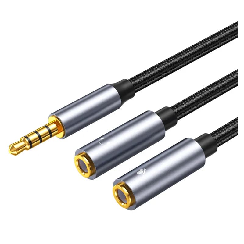 Cavo audio Aux jack da 3,5 mm maschio a femmina da 1 a 2 adattatore splitter 4 poli con microfono stereo per cuffie PC altoparlante per auto microfono