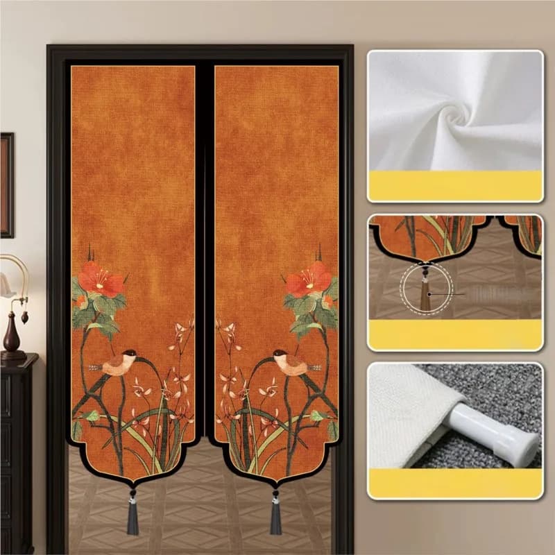 Tenda decorativa per porta a forma speciale in stile cinese, cucina, camera da letto, porta d'ingresso per la casa, tenda in tessuto con blocco senza trapano ZG225