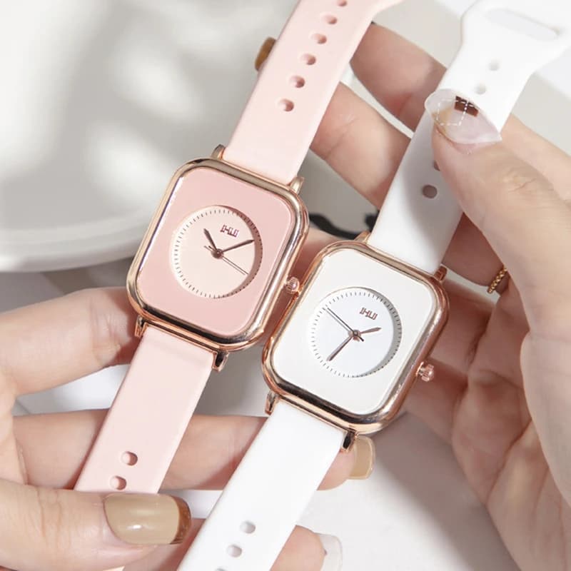 Vendita calda moda rettangolo orologio donna rosa orologi Casual sport cinturino in Silicone orologi da polso al quarzo signore ragazze Reloj Mujer