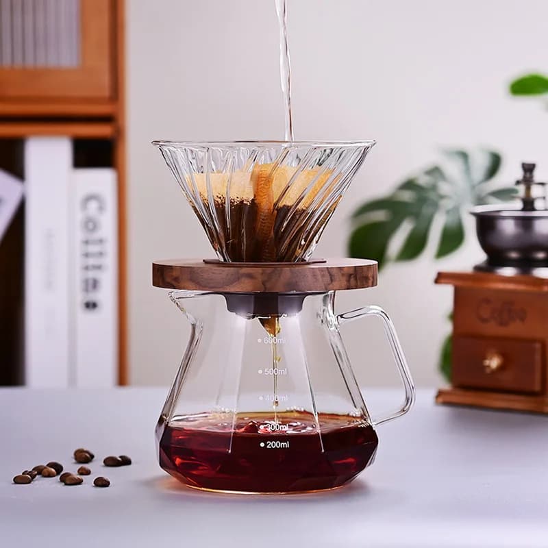 Glass Pour Over Coffee Kit, Filter Dripper with Server, Home Drip Coffee Maker