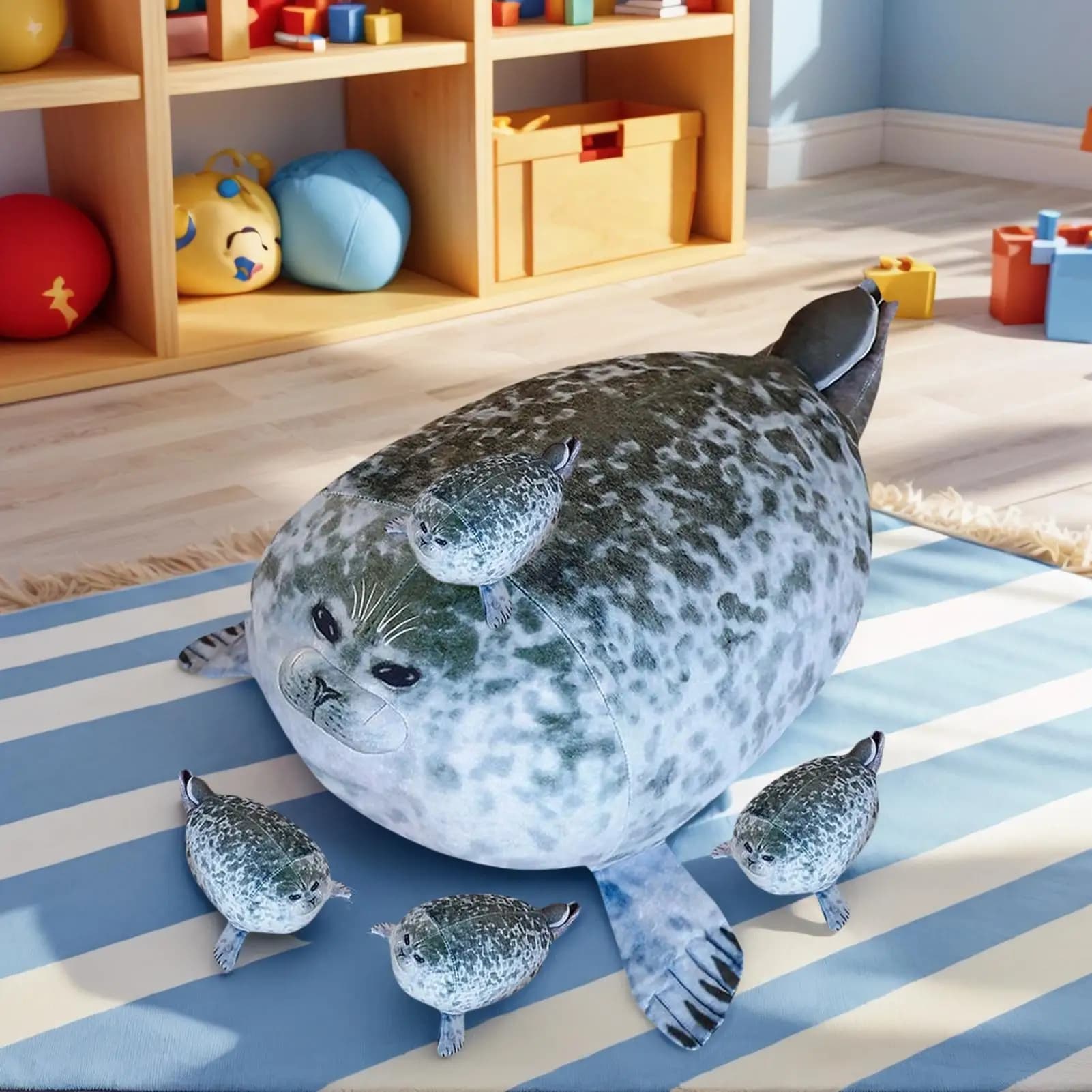 Simulation Seal Plush Toys Hot Sale Mom-Children Seal Doll Cozy Cotton Stuffed Throw Pillow Back Cushion Cute Gift