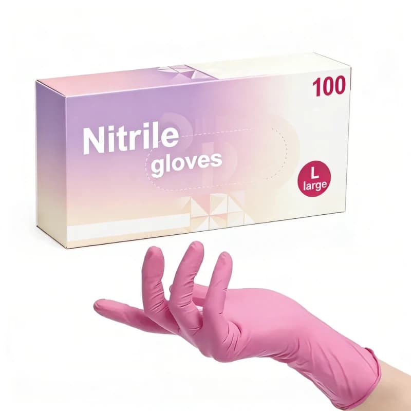 100/50/20 Pezzi Guanti in Nitrile Rosa, Guanti Monouso per Pulizie Domestiche, Unghie, Parrucchiere, Cucina, Pulizia Animali Domestici