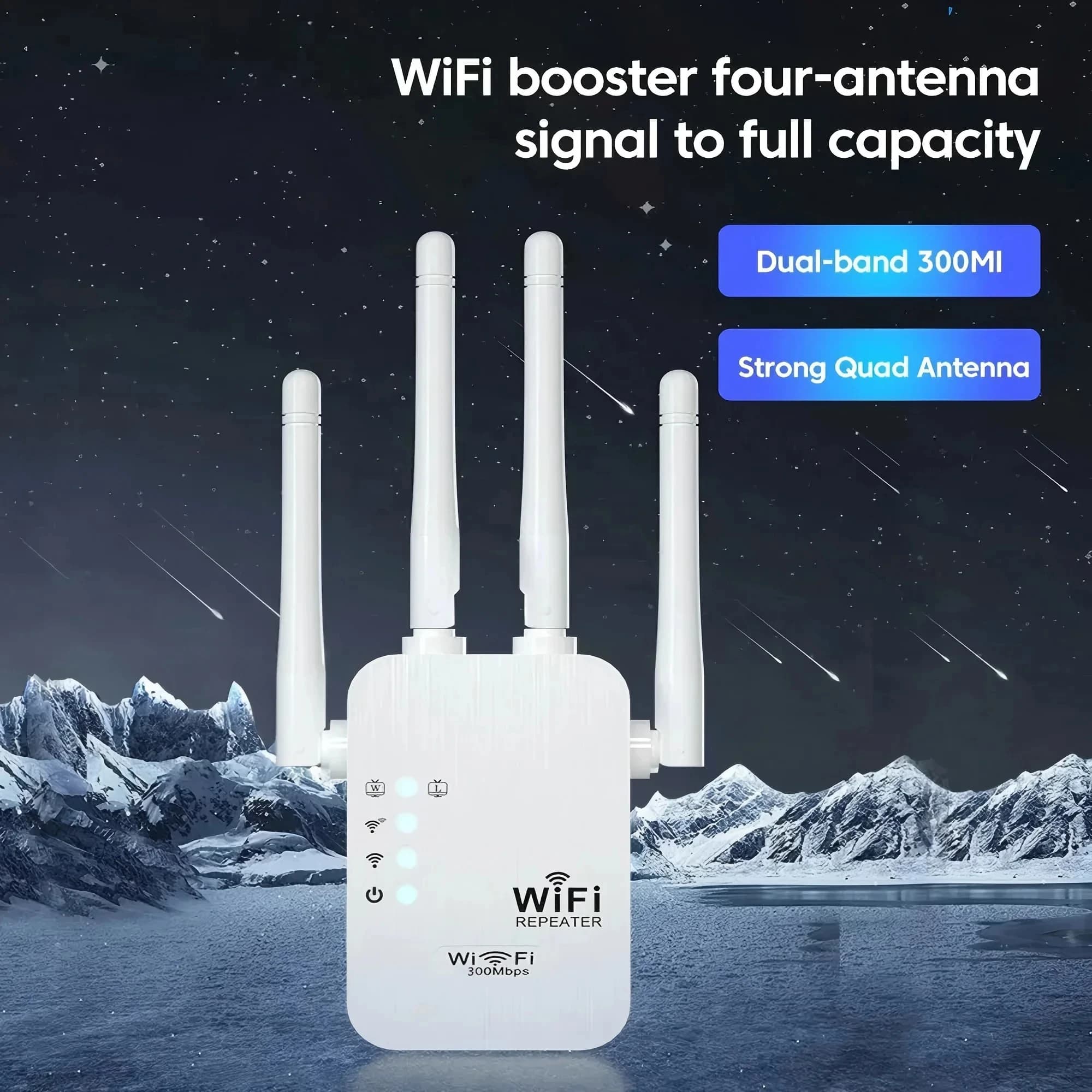 Ripetitore WiFi - Amplificatore di Segnale Wireless a Lungo Raggio, Estensore WiFi, Amplificatore Internet con Spina EU