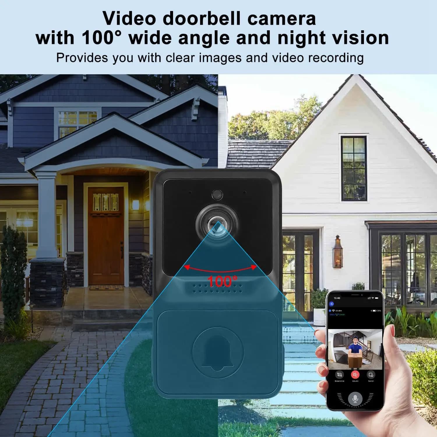 A98E-Videocitofono Wireless Intelligente con Telecamera di Sicurezza, Archiviazione Cloud, Audio Bidirezionale e Monitoraggio in Tempo Reale