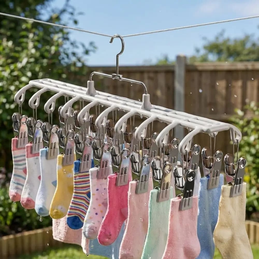 20 Clips Drying Clothes Hanger Non-marking Anti-Slip Trouser Hanging Hook Corrosion-Resistant Windproof