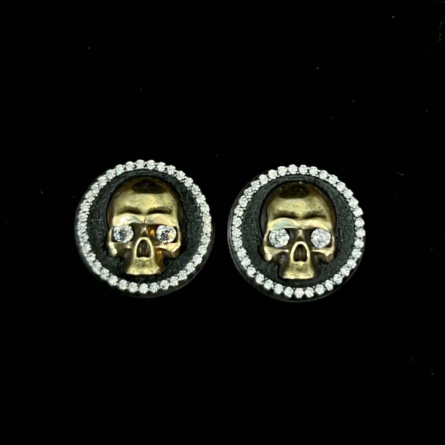 S925 Silver Dark Skeleton Round Stud Earrings 2026 Punk-Style European/American Design Earrings
