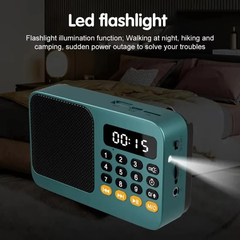 Radio Portatile per Anziani, Lettore Multifunzione con Inserimento Schede, Altoparlante Bluetooth, Dispositivo di Ascolto, Mini Radio Player