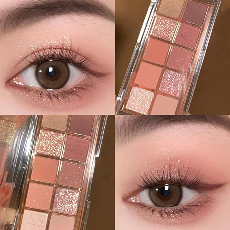 DIKALU Palette Shadows 10 Colors Low Shading Nude Shimmer Perlescent Colors Earth Powder Brilliant Pigments Eyes