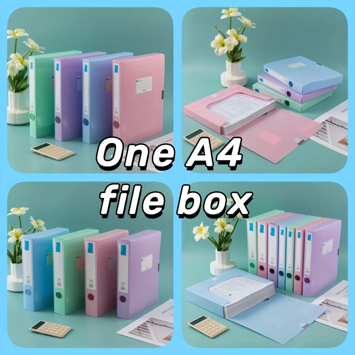 Cartella di file in plastica pieghevole con scatola di archivio addensata A4 colorata di grande capacità per uso in ufficio, organizzazione di documenti contabili