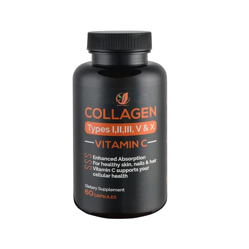 Capsule multi collagene (tipi I, II, III, V e X) + vitamina C, integratori di collagene, favoriscono la salute di capelli, pelle e intestino