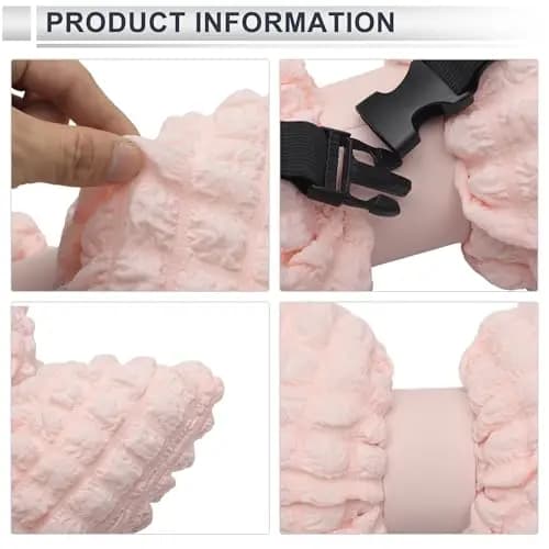 Cuscino per il collo regolabile rosa per seggiolino auto con memory foam e rivestimento in poliestere, supporto ergonomico per la testa per viaggi e guida