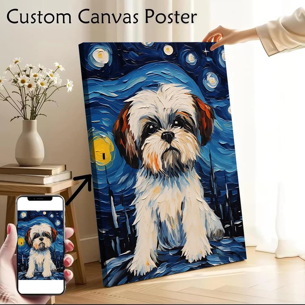 Shih Tzu Van Gogh Wall Art Canvas Wall Art Poster Personalized Photo Printing Perfect Gift for Aesthetic Decoration Wand Deko