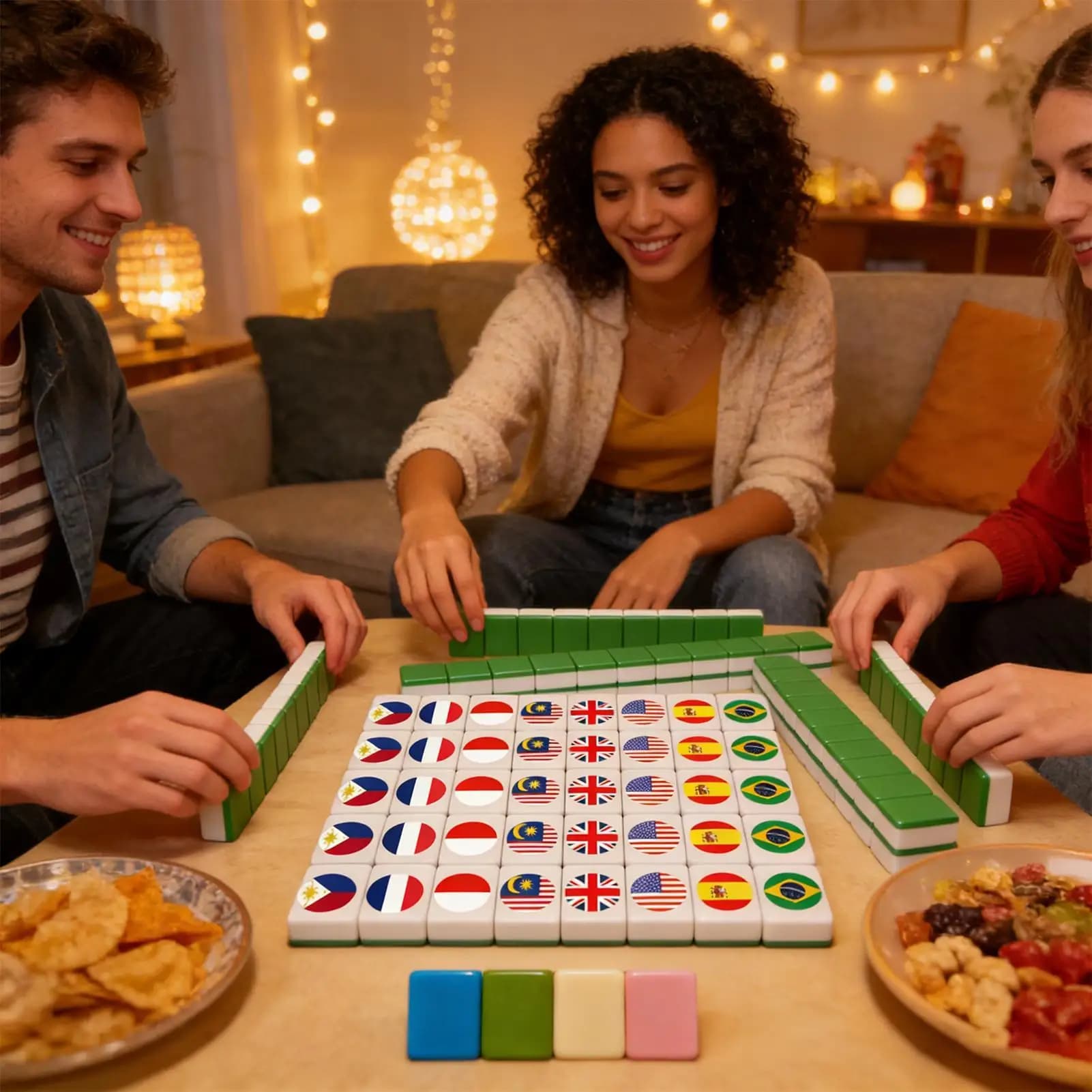 Tessere Mahjong Leggere Classiche con Motivo Calcio, Blocchi da Gioco per Uomini, Donne, Giovani, Ragazzi, Figlie e Famiglie