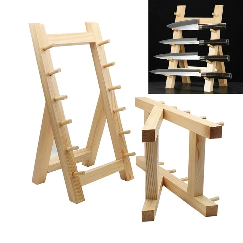 Portacoltelli in legno a baionetta giapponese portacoltelli oscillante scaffale Willow Sushi Chef Tool Block Set utensili da cucina