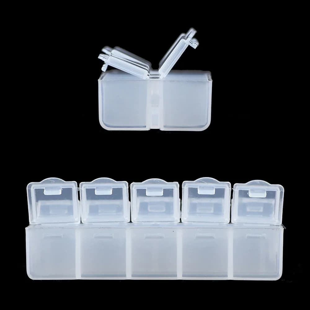 Transparent beads organizer for fishing gear, 10 compartment pink plastic rectangular box, transparent jewelry box