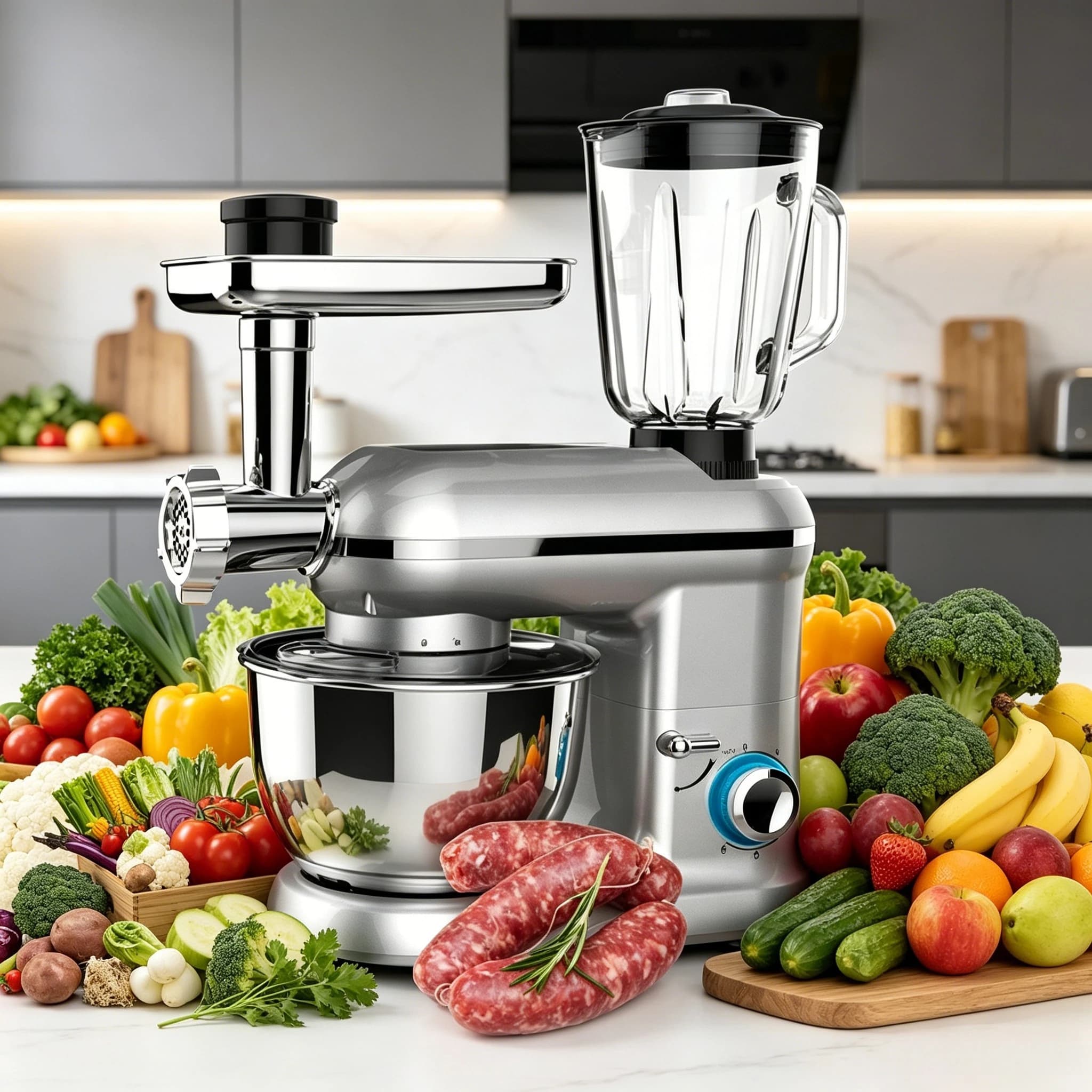 All In One 6L Stand Mixer Home Dough Mixer Meat Sausage Stuffer Manual Pasta Press Multifunctional Chef Machine