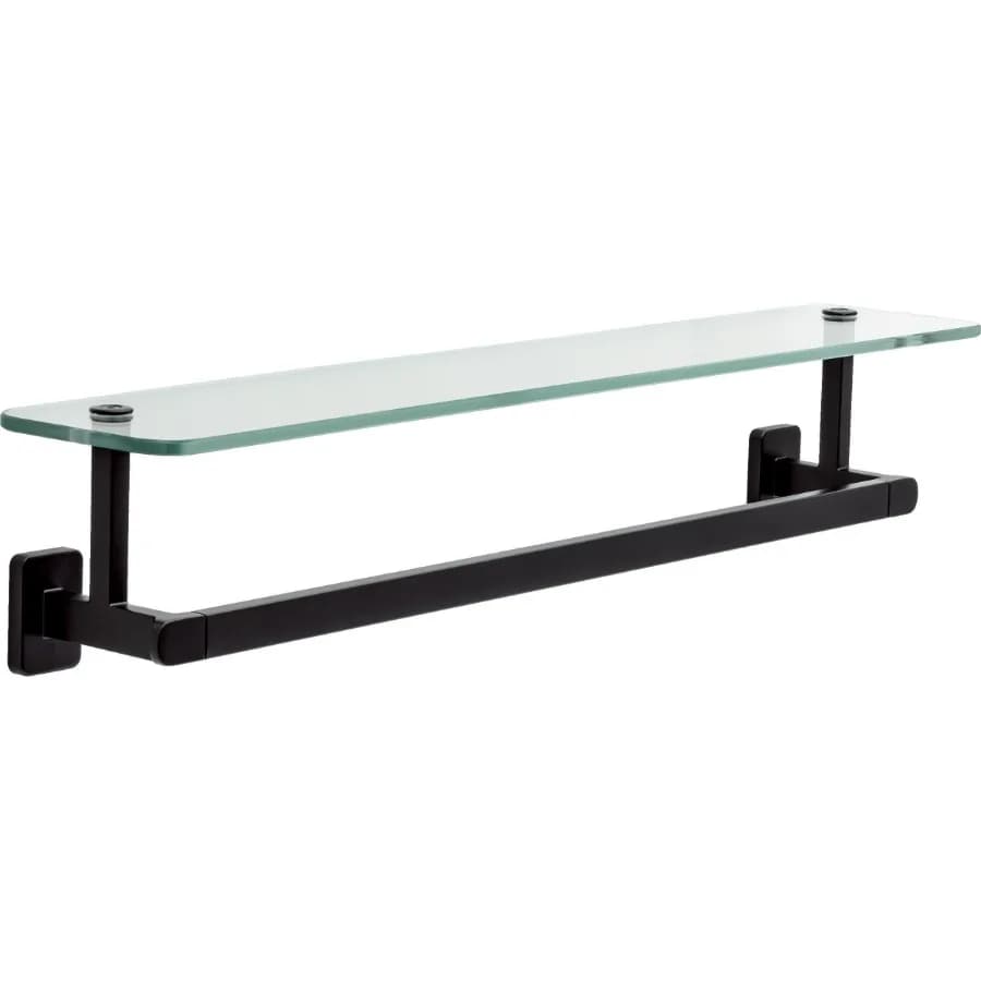 Alden 18" Towel Bar with Glass Shelf in Matte Black