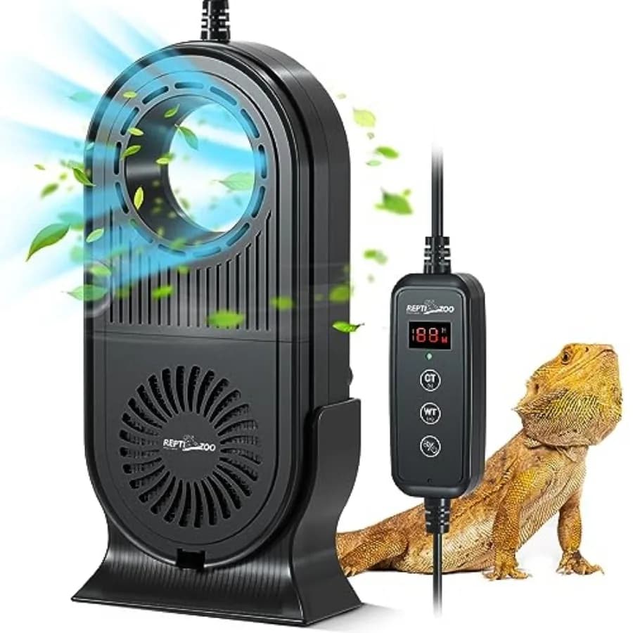 Purificatore d'Aria per Terrario in Vetro per Rettili con Filtro al Carbone, Deumidificatore e Depuratore d'Aria con Timer per Draghi Barbuti, Lucertole e Tartarughe