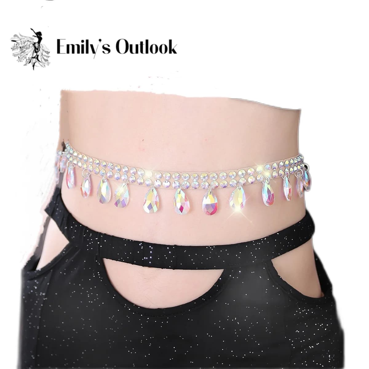 Cintura con catena in vita per danza del ventre scintillante, accessori per gioielli per il corpo con strass a strati, catena per bikini regolabile per donne e ragazze