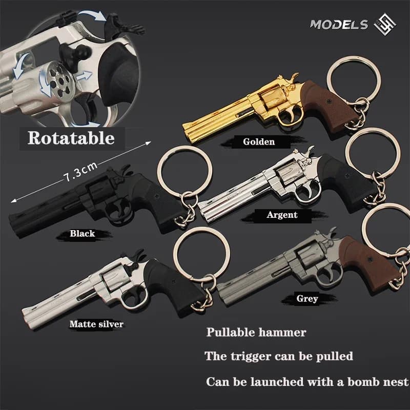 7 cm staccabile Colt 357 Revolver pistola in metallo portachiavi modello portachiavi a tema militare portachiavi per auto accessori da uomo alla moda